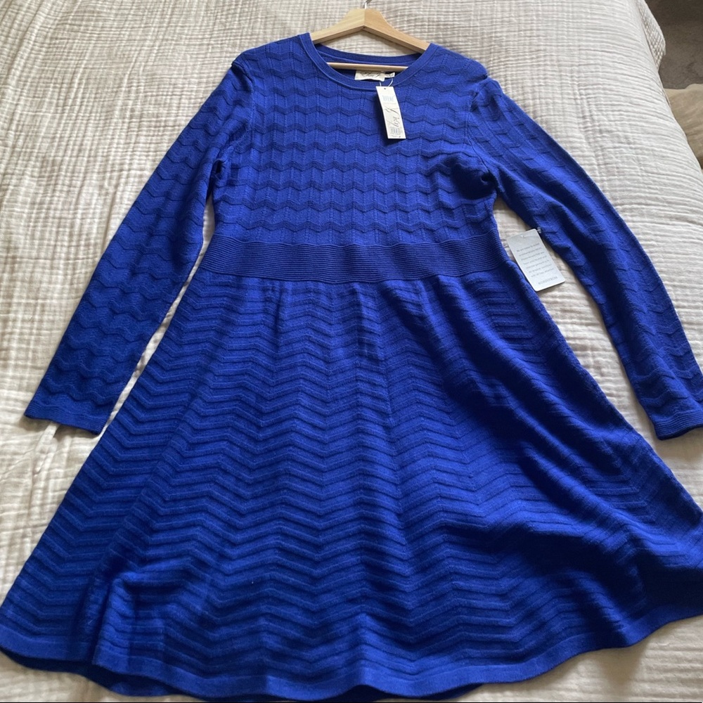 Eliza J Chevron Fit & Flare Sweater Dress - Size M